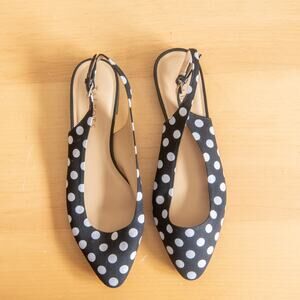 Chic Talbots Size 8.5 Polka Dot Mule Pointy Toe Slingback Flats Like New